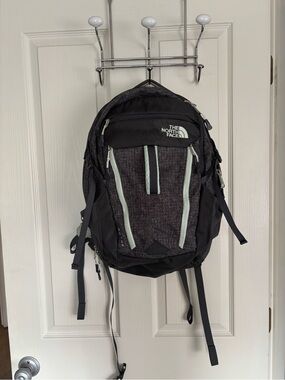 The North Face Black Heather Backpack with Mint Trim